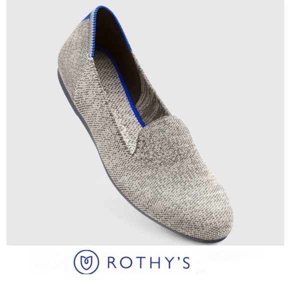 Rothy's Shoes - Rothy’s Loafers Gray Heather Blue Trim Round Toe Slip On Flats 10